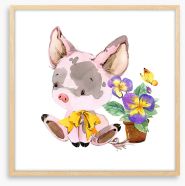 Piglet and pansy 2 Framed Art Print 171773588