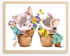 Potted pigs Framed Art Print 171773629