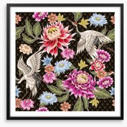 Chrysanthemum cranes Framed Art Print 184402907