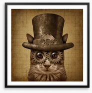 The steampunk cat Framed Art Print 186075358