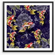 Golden carp swim Framed Art Print 187303065