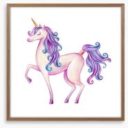 Purple hair unicorn Framed Art Print 194321291