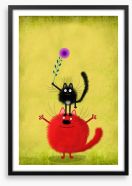 Red cat with mouse Framed Art Print 196340463