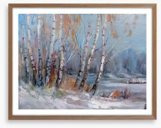 Frozen birch forest Framed Art Print 196826313