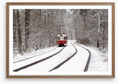 Snow forest tram Framed Art Print 197407064