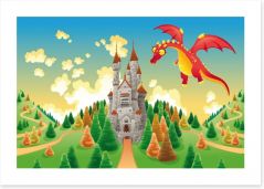 The dragon and the castle Art Print 20083536