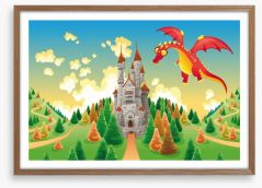 The dragon and the castle Framed Art Print 20083536