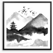 Pagoda mountains Framed Art Print 203377121