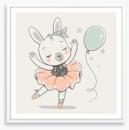 Bunny balloon ballerina Framed Art Print 204154918