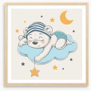 Baby bear dreams Framed Art Print 204154980
