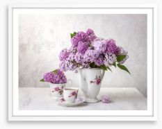 Lilac tea time Framed Art Print 204666100