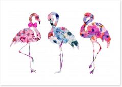 Floral flamingos Art Print 208085237