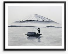 Fishing by Mount Fuji Framed Art Print 210642421