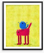 Blue cat red cat Framed Art Print 212190065