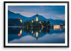 Lake Bled blues Framed Art Print 212908662
