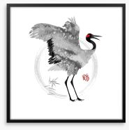 Singing crane Framed Art Print 216839738