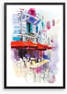 Under the red awning Framed Art Print 218569409