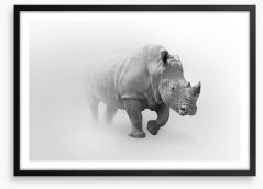 Rhino from the mist Framed Art Print 218593360