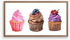 Three berry cupcakes Framed Art Print 222463227