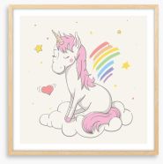 Unicorn makes rainbows Framed Art Print 223323524