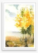 Golden birch leaves Framed Art Print 223879703