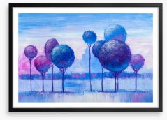 Blue winter grove Framed Art Print 233159183