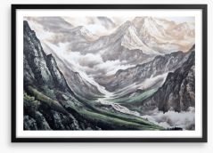 Mistfall in the valley Framed Art Print 235810441