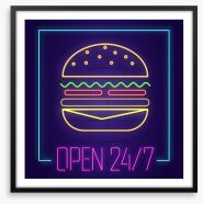 Neon burger Framed Art Print 236087394