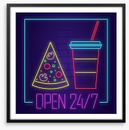 Neon pizza Framed Art Print 236087624