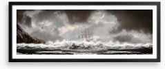 Shipwreck storm panorama Framed Art Print 239532538