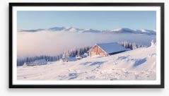 Cabin in the clouds Framed Art Print 242095764