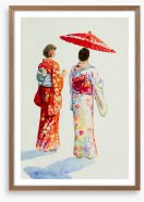 Geisha gossip Framed Art Print 242587959