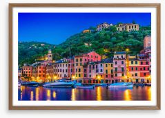 Liguria harbour lights Framed Art Print 243120869
