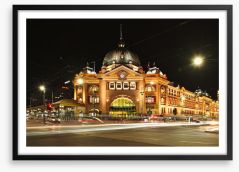 Flinders Street night Framed Art Print 243953458