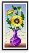 Sunflower vase window Framed Art Print 244890992