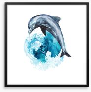 Dolphin wave Framed Art Print 245125152