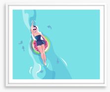 Floating with the fishes Framed Art Print 248373498