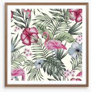 Flamingo in the ferns Framed Art Print 249021480