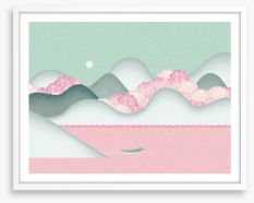 Sakura lake sunrise Framed Art Print 249438367