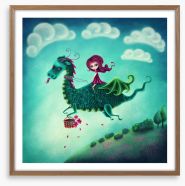 Flower dragon ride Framed Art Print 251507218