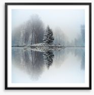 Mirror lake fir Framed Art Print 254705068