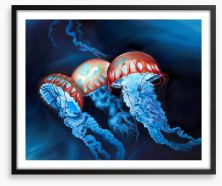 Deep sea jellyfish Framed Art Print 255338731