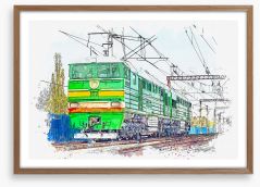 The green train Framed Art Print 256478099