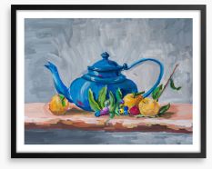 Royal blue teapot Framed Art Print 259493887