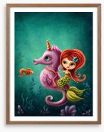 Riding my seahorse Framed Art Print 261288532