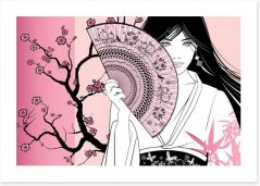 Pink blossom geisha Art Print 26202453