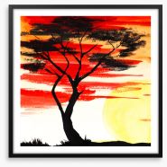 Savanna sundown silhouette Framed Art Print 262418222