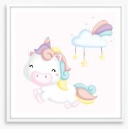 Shooting stars unicorn Framed Art Print 264331807