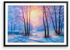 Blue winter sunrise Framed Art Print 264445433