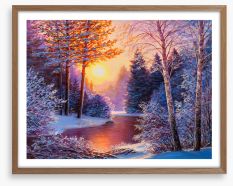 Winter river sunset Framed Art Print 264449007